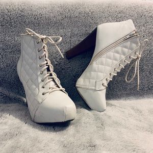 Retro White Platform-front Heels